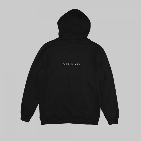 Black Hoodie with designer brand names  Black hoodie, Long black hoodie,  Hoodies